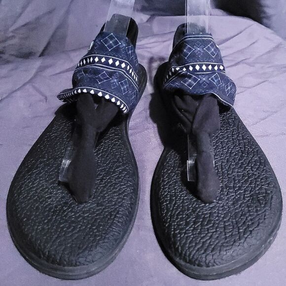 Sanuk Yoga Sling 2 Sandal, Women's Size 10 Blue Print memory foam sandals! - Picture 5 of 8